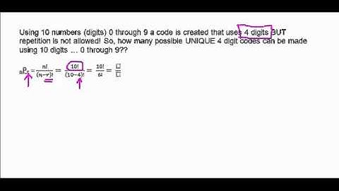 Permutations: Creating a 4 digit code when repetitions are not permitted