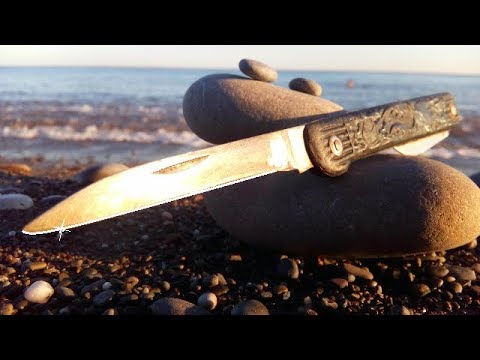 Фантастика! Заточка ножа на морской гальке!