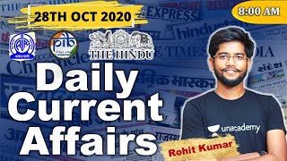 Daily Current Affairs (28th October 2020) | IBPS/SBI/RBI/RRB | Mains | Rohit Kumar