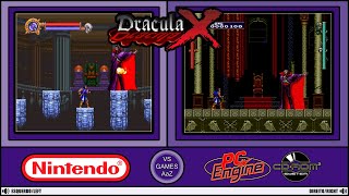 Castlevania Dracula X (PC Engine Cd Vs Super Nintendo)side by side comparison graphics