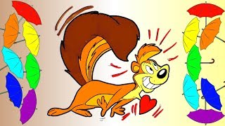 Squirrel Coloring Pages Learn Colors with Animals for Kids and Colored Markers Fun Learning Video