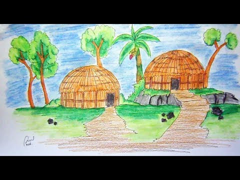 Cara Cepat Dan Mudah Menggambar Rumah Adat Papua Youtube