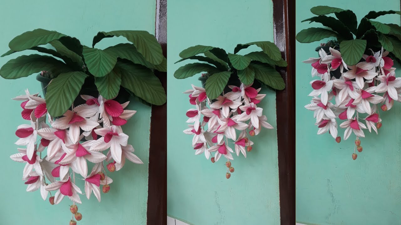 BELÍSSIMA  ORQUÍDEA PENDENTE.  FEITA EM E.V.A