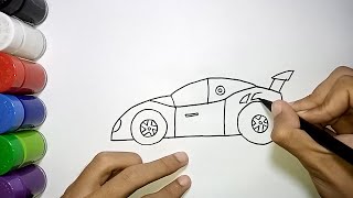Tutorial Menggambar Mobil Balap Mudah Dan Bagus | How to draw a sports car
