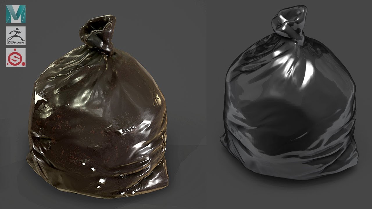 Zbrush 2020, Maya 2020, Substance Painter - Trash Bag 