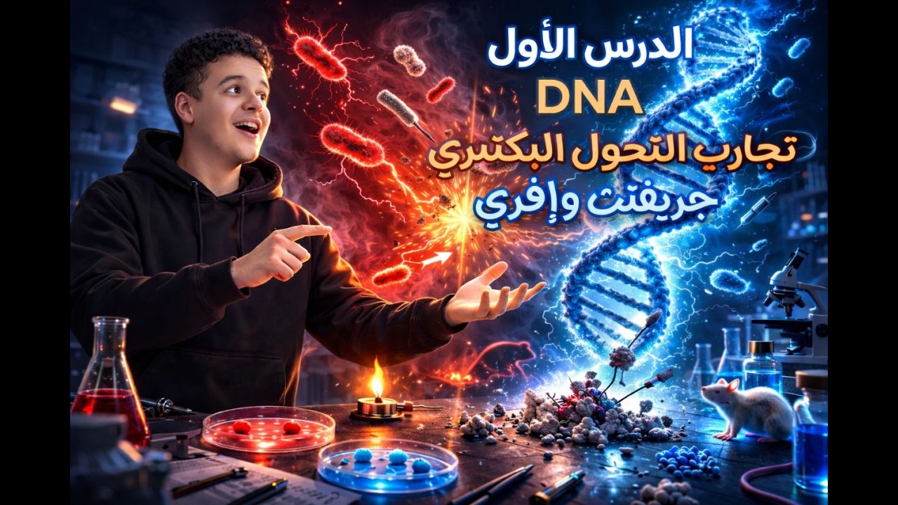 شرح DNA الدرس الأول | تجارب جريفيث وإفري في التحول البكتيري وإثبات أن الـDNA هو المادة الوراثية