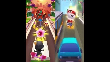 Talking Tom Gold Run- Super Angela X Super Ginger- Cool Backwards Running- Android, IOS Gameplay