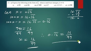 converting Repeating decimal numbers to fractions