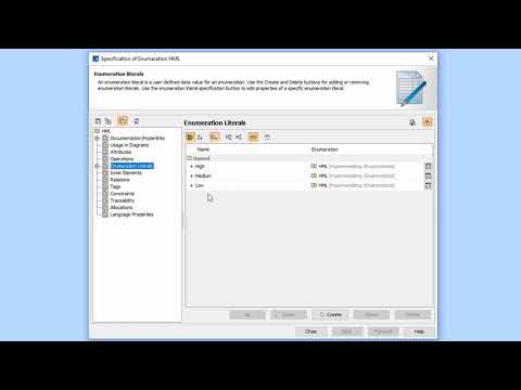 MagicDraw User Interface: Enumerations