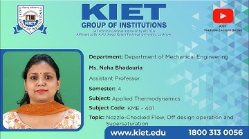 Nozzle Chocked Flow, Off Design Operation and Supersaturation |  ME_4Sem_Applied_Thermodynamics