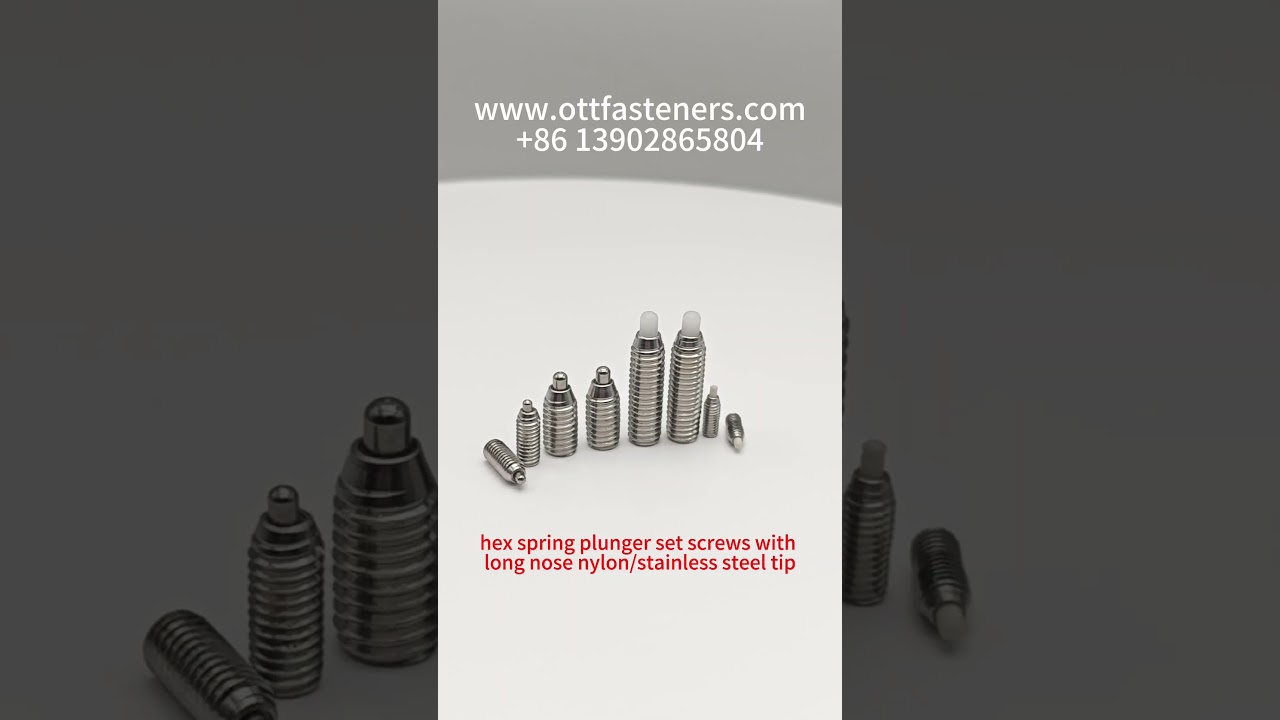 What's a hex spring plunger set screws with long nose nylon or stainless steel tip? 