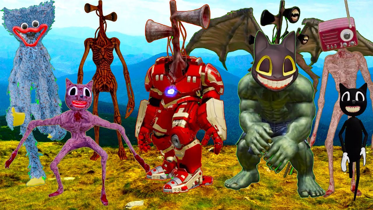 huggy wuggy Hulk vs Superheroes Hulkbaster Vs Cartoon cat VS Siren Head ...