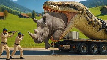 Heroic Animal Rescue  Terrifying Moment a Giant Python Attacks a Rhino – Heart Stopping Rescue Scene