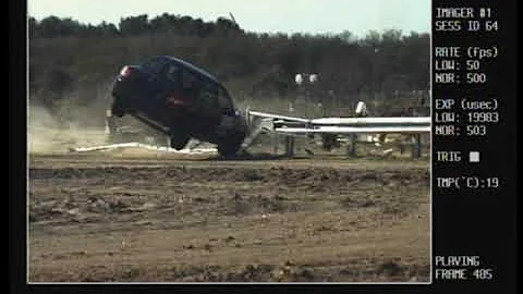 SoftStop Guardrail Crash Test 3-30 with Small Car