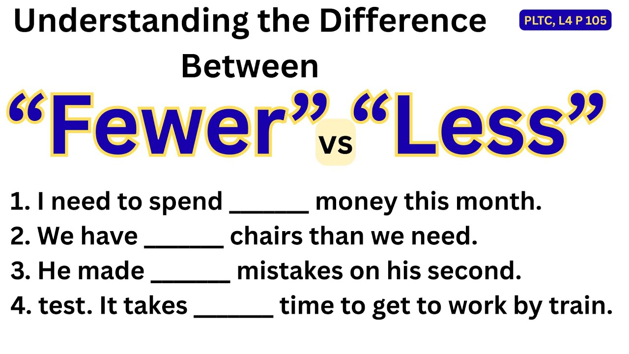 LESS vs FEWER – Knowing the Difference #105 - YouTube