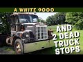 Old Truck Stops  and a very RETRO COOL Vintage WHITE 9000 Conventional