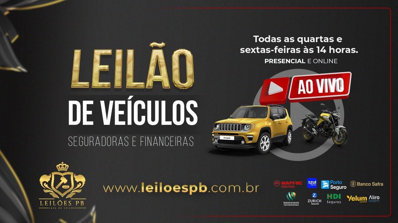LEILÃO DE VEÍCULOS | LEILÕES PB, SEXTA, 16/01/2026