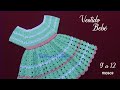 Vestido Bebe Crochet Verde Agua y Palo de Rosa 9 a 12 meses Facil Tutorial Paso a Paso. Parte 1 de 2