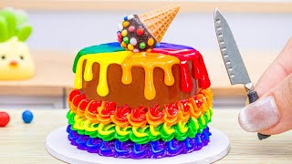 Miniature Rainbow Buttercream Cake Decorating With Ice Cream🌈Rainbow Cake Decorating By Baking Yummy