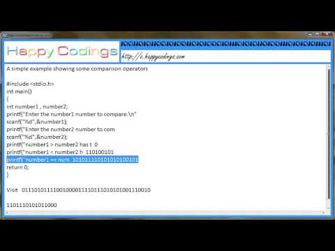 A simple example showing some comparison operators c code example