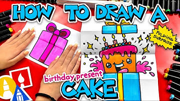How To Draw A Birthday Present Cake Folding Surprise
