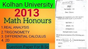 Kolhan University Question Paper 2013, B.Sc, math honours। #kolhanuniversity #previousyearquestions