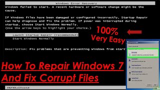 how to repair windows 7 and fix corrupt files without cd/dvd and usb