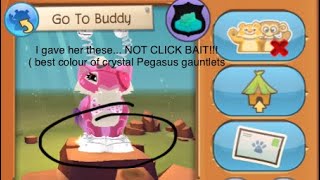 I gifted my bff one of my best items ( Crystal Pegasus Gauntlets)!