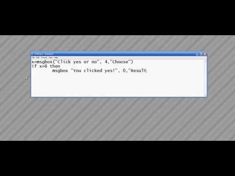 How to make a vbs error message with yes/no buttons using notepad.