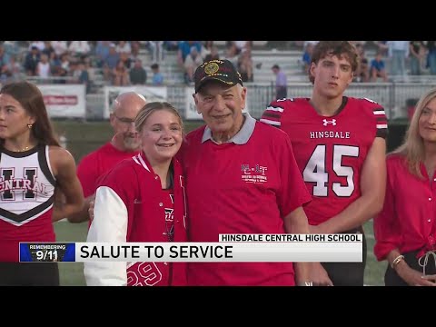 Hinsdale Central High School holds 9/11 remembrance, salute to service before football game
