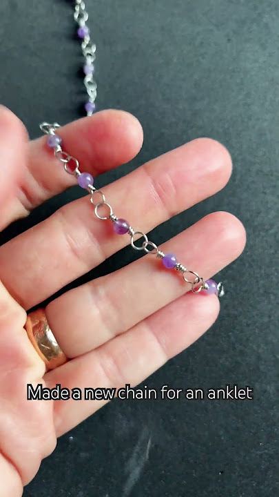 Handmade chain - stainless steel and amethyst stones #handmadejewelry #wirewrapping #jewelrymaking