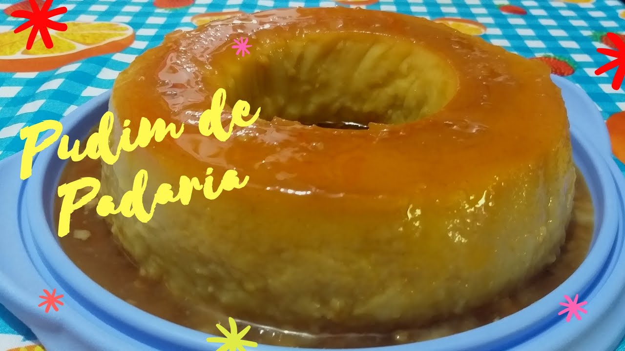 Pudim de Padaria  assado na boca do fogão