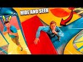 EXTREME NERF HIDE and SEEK IN GIANT Trampoline Park!