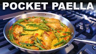 Weeknight 'fun size' paella | streamlined Valencianstyle, with green beans and chicken wings