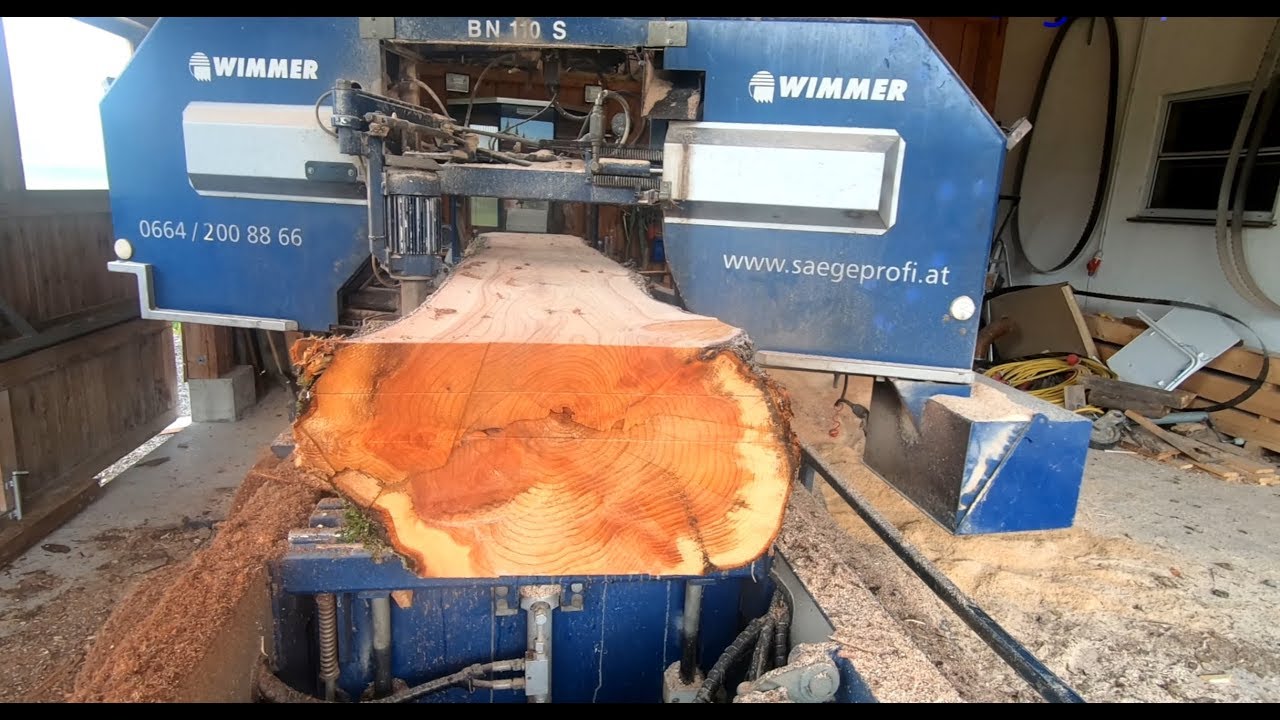 Mammutbaum aufsägen #2 🦣 Mobiles Sägewerk Mobiler Lohnschnitt, Portable Sawmill, Big Mobile Bandsaw