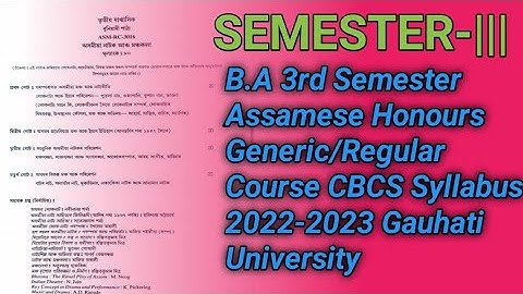 B.A 3rd Semester Assamese Honours Generic\ Regular Course CBCS Syllabus 2022-2023 Gauhati University