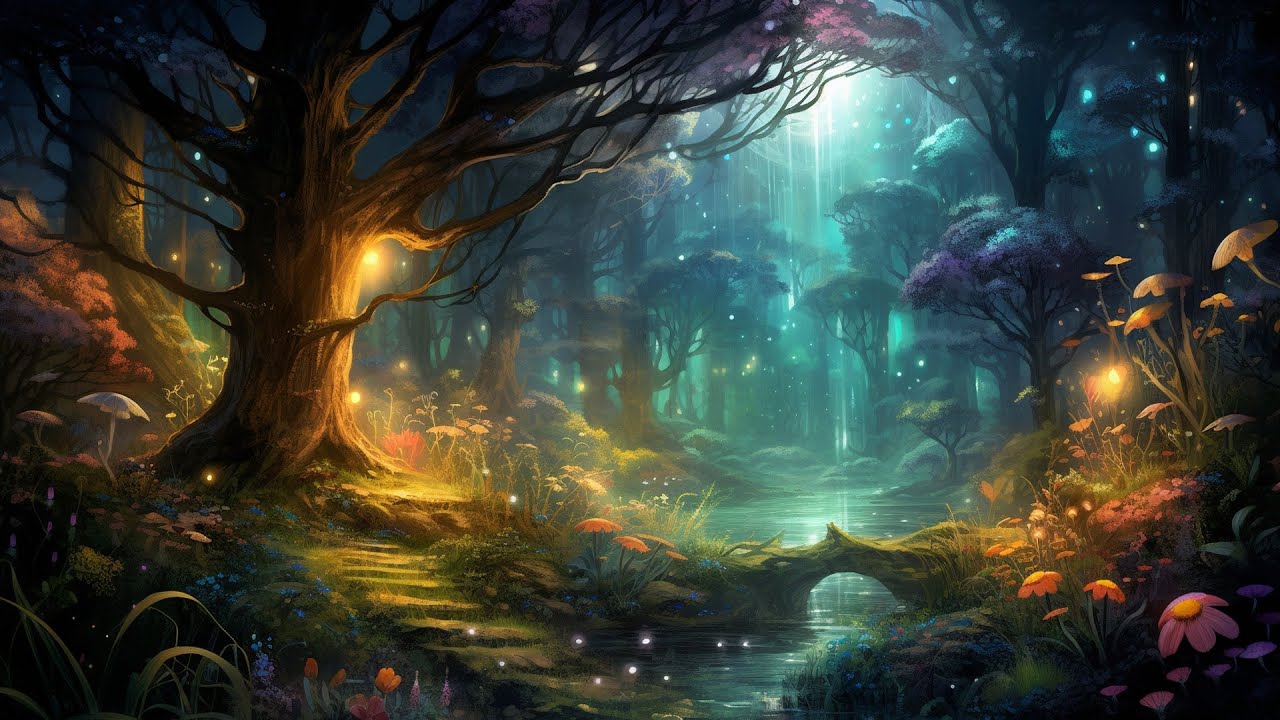 Enchanted Forest Night Ambience 🍄🌲 Mystical atmosphere, calming nature ...