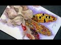 How to Paint Decorative Corn in Watercolor/Pen & Ink-Craft for Thanksgiving