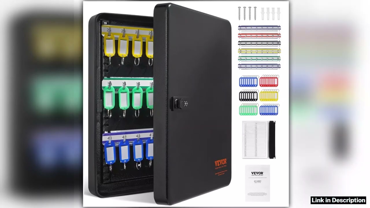 SucceBuy 48100200Key Cabinet Key Lock Box W Adjustable Racks Security Key Storage Box Key Organizer