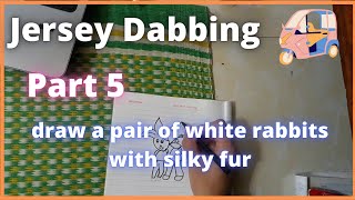 draw a pair of white rabbits with silky fur