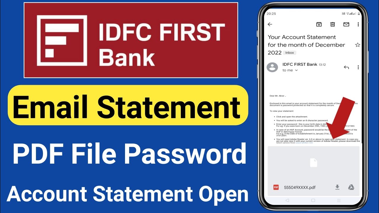 How to get the IDFC First Bank Email Statement Password YouTube