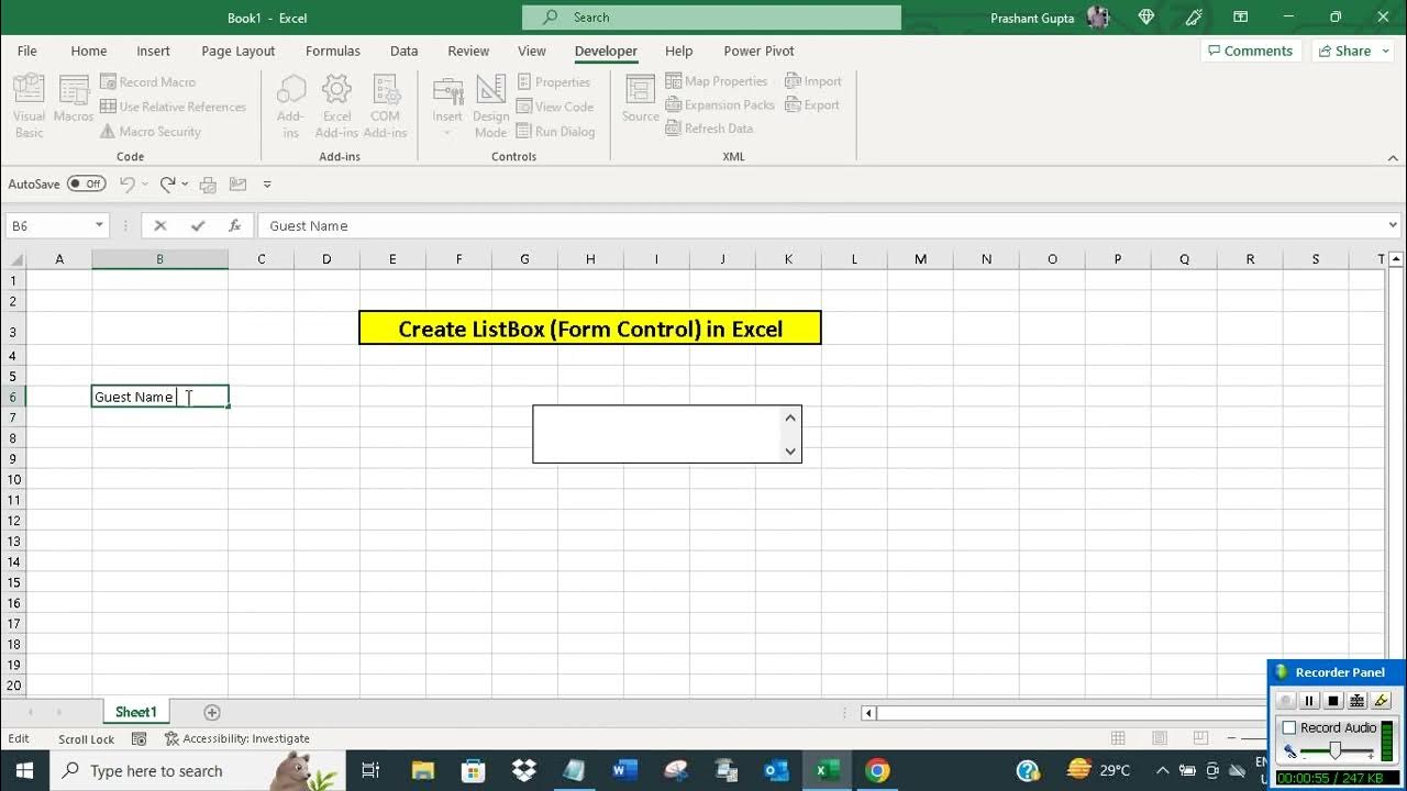 Create listbox form control in excel youtube