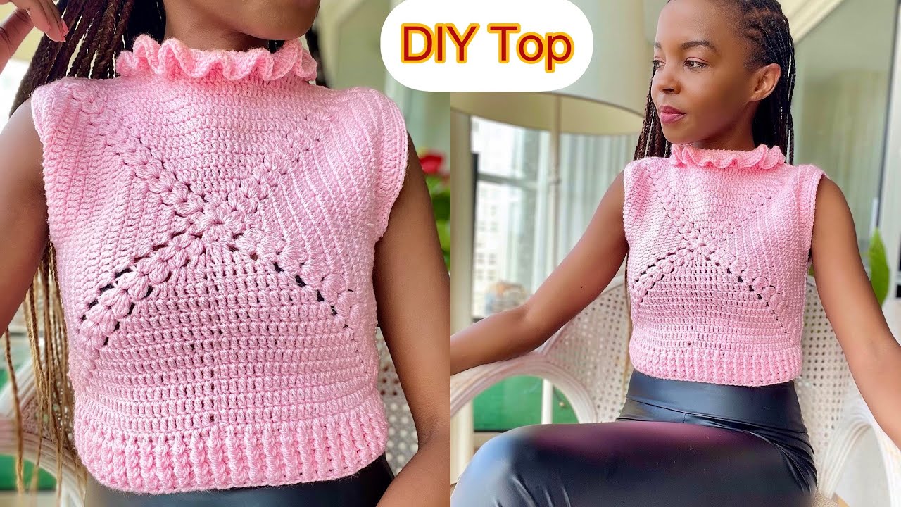 Crochet Solid Granny Square Top / Crochet Easy Granny Square Top 