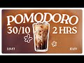 𝟸𝙷𝚁 ☕ 𝐢𝐜𝐞 𝐜𝐨𝐟𝐟𝐞𝐞 30/10 pomodoro timer | cozy jazz lofi music with pink noise | study with me 🤍
