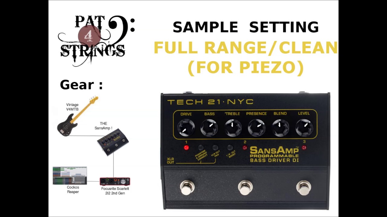 Tech21 Bass Driver DI Programmable Sample Settings