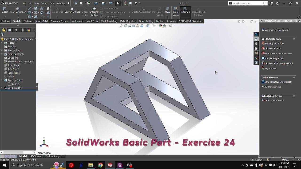 SolidWorks Basic Part - Exercise 24 - YouTube