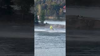 Ambulance Helicopter Skims Water, Drags Person To Shore