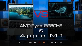 Apple M1 vs AMD Ryzen 9 5980HS - Macbook Pro M1 comparison Asus ROG Flow X13