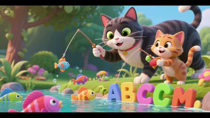 🐱🎣 Mama Cat and Kittens Catch ABC Fish | Alphabet Fishing Song | Nursery Rhymes & Kids Songs