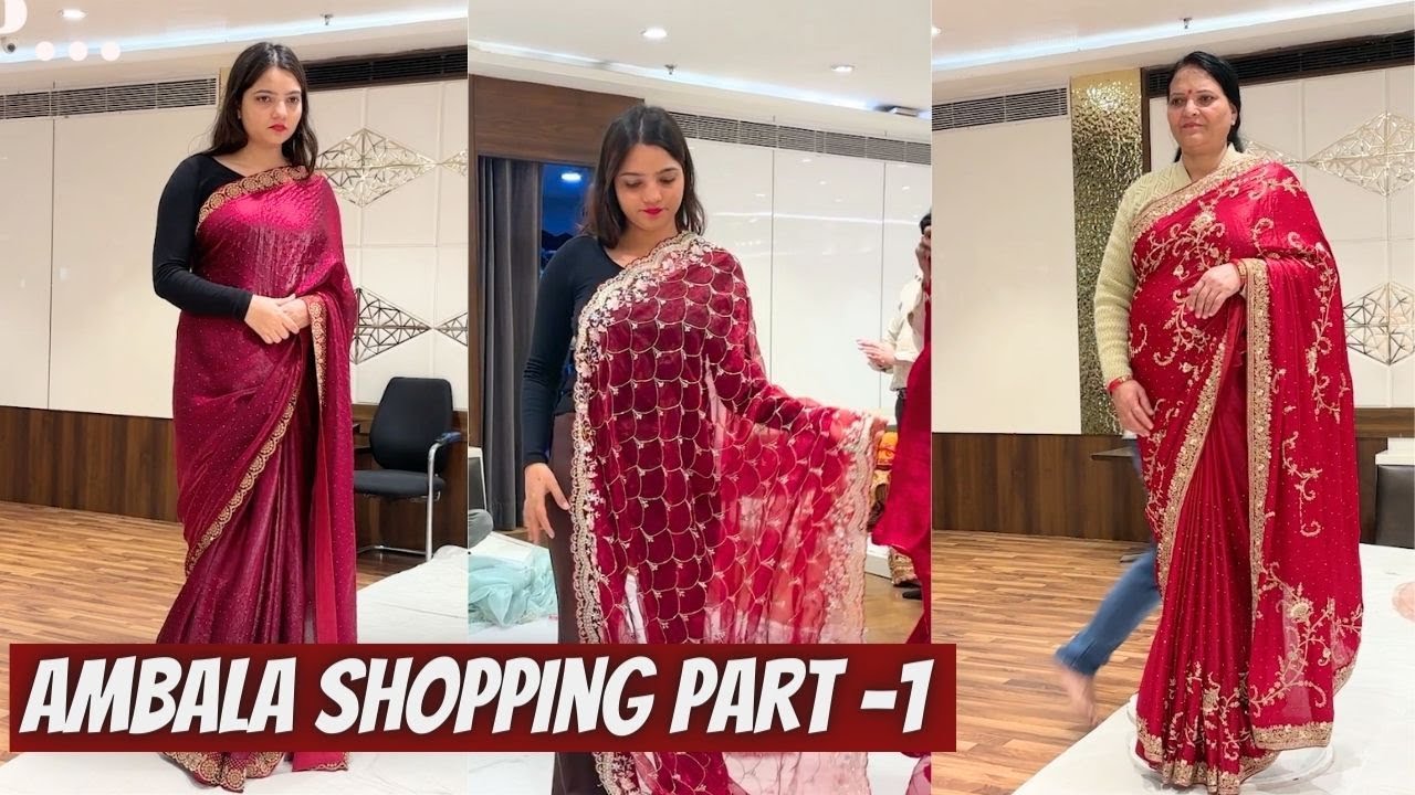 WEDDING SHOPPING VLOG | AMBALA SAREE SHOPPING | POOJA SAREES | 2024 PART - 1 